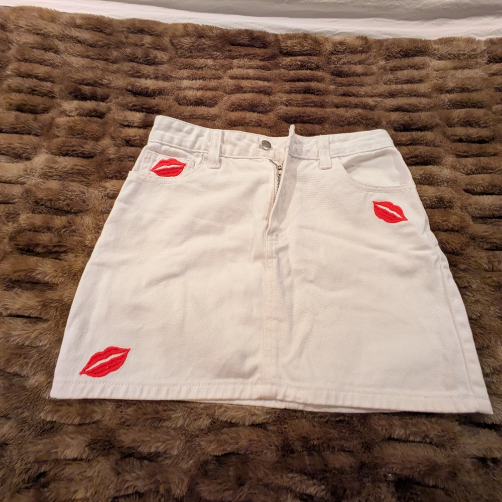 Forever 21 White denim Mini Skirt
